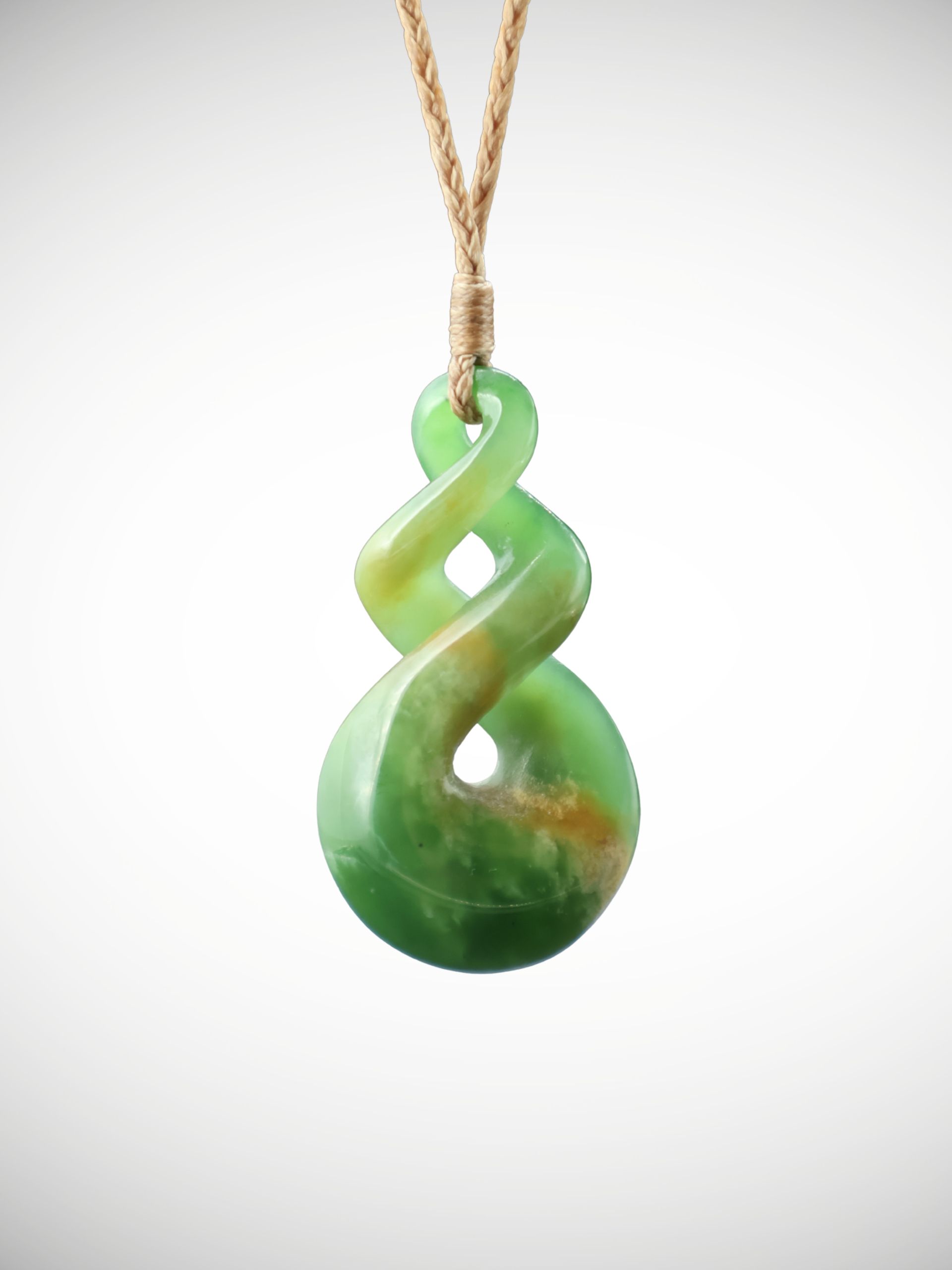Moko Pounamu Double Pikorua (Twist) NZ Genuine Kahurangi Greenstone - Whakamatau