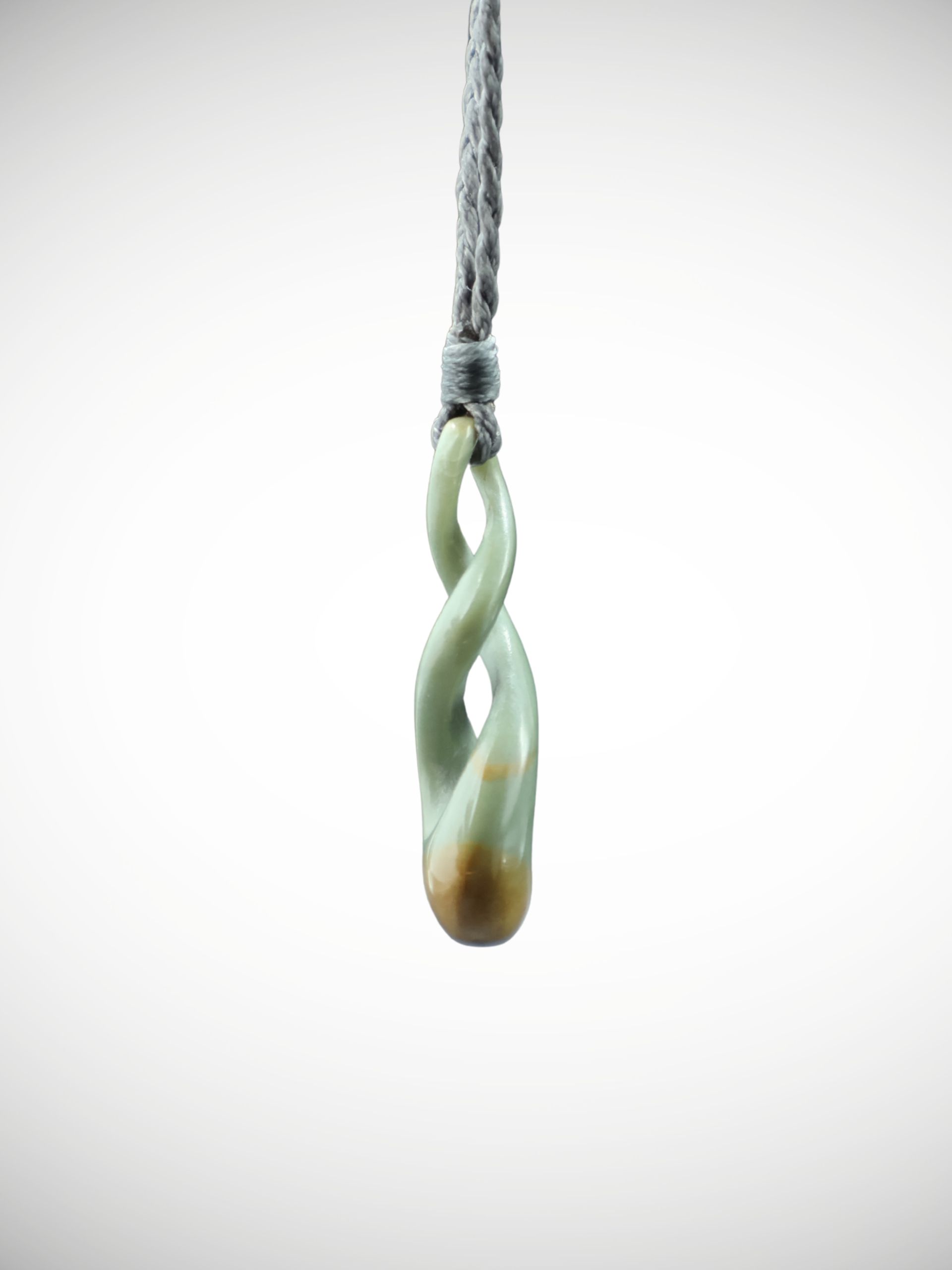 Moko Pounamu Double Pikorua (Twist) NZ Genuine Inanga Greenstone - Takapo