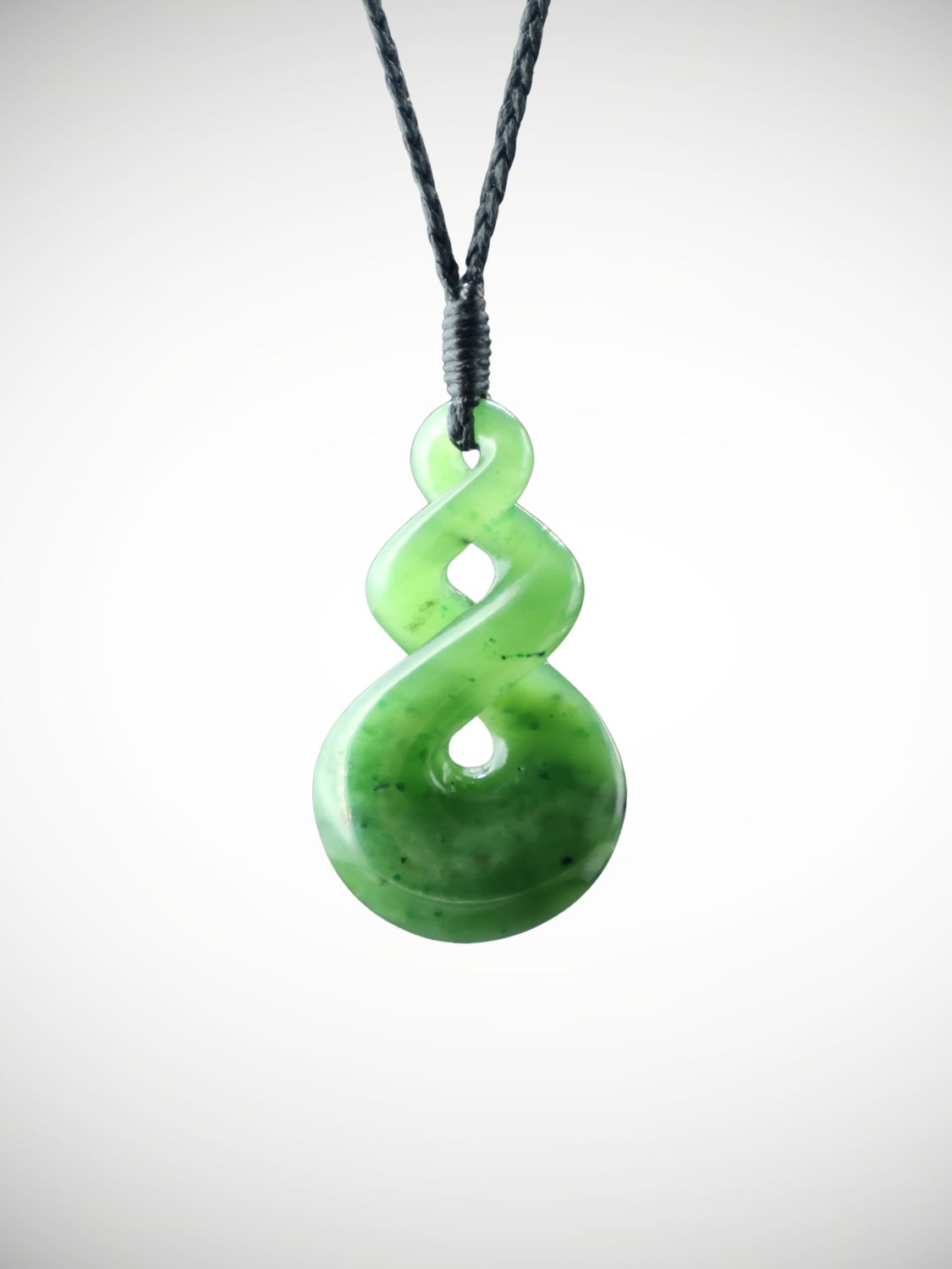 Moko Pounamu Double Pikorua (Twist) NZ Genuine Kahurangi Greenstone - Mapouriki