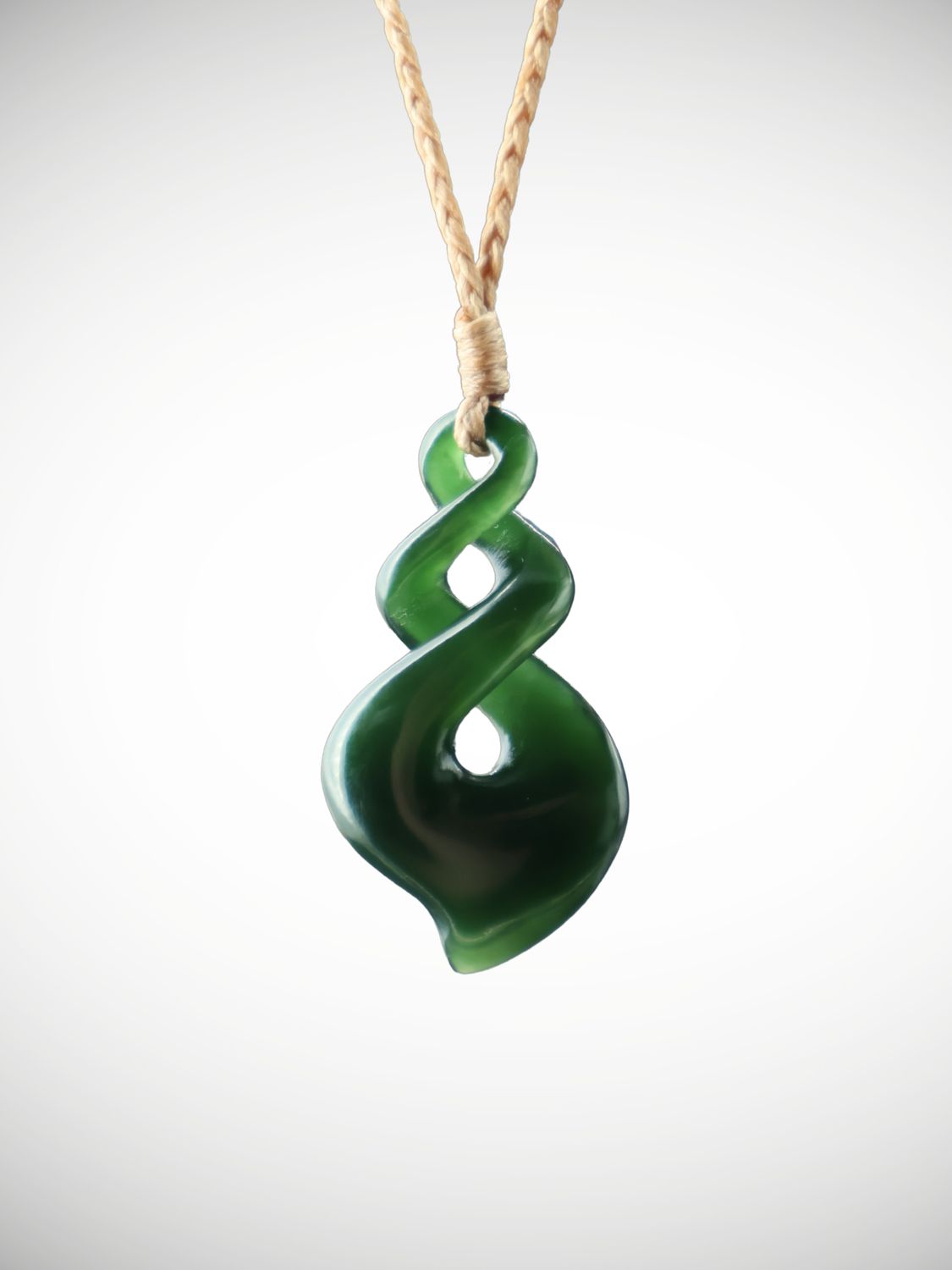 Moko Pounamu Double Pikorua (Twist) NZ Genuine Kahurangi Greenstone - Otehiwai