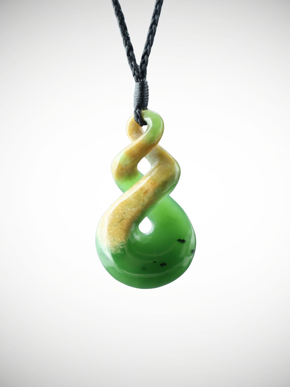 Moko Pounamu Double Pikorua (Twist) NZ Genuine Kahurangi Flower Greenstone - Ruakanakana