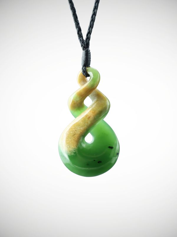 Moko Pounamu Double Pikorua (Twist) NZ Genuine Kahurangi Flower Greenstone - Ruakanakana