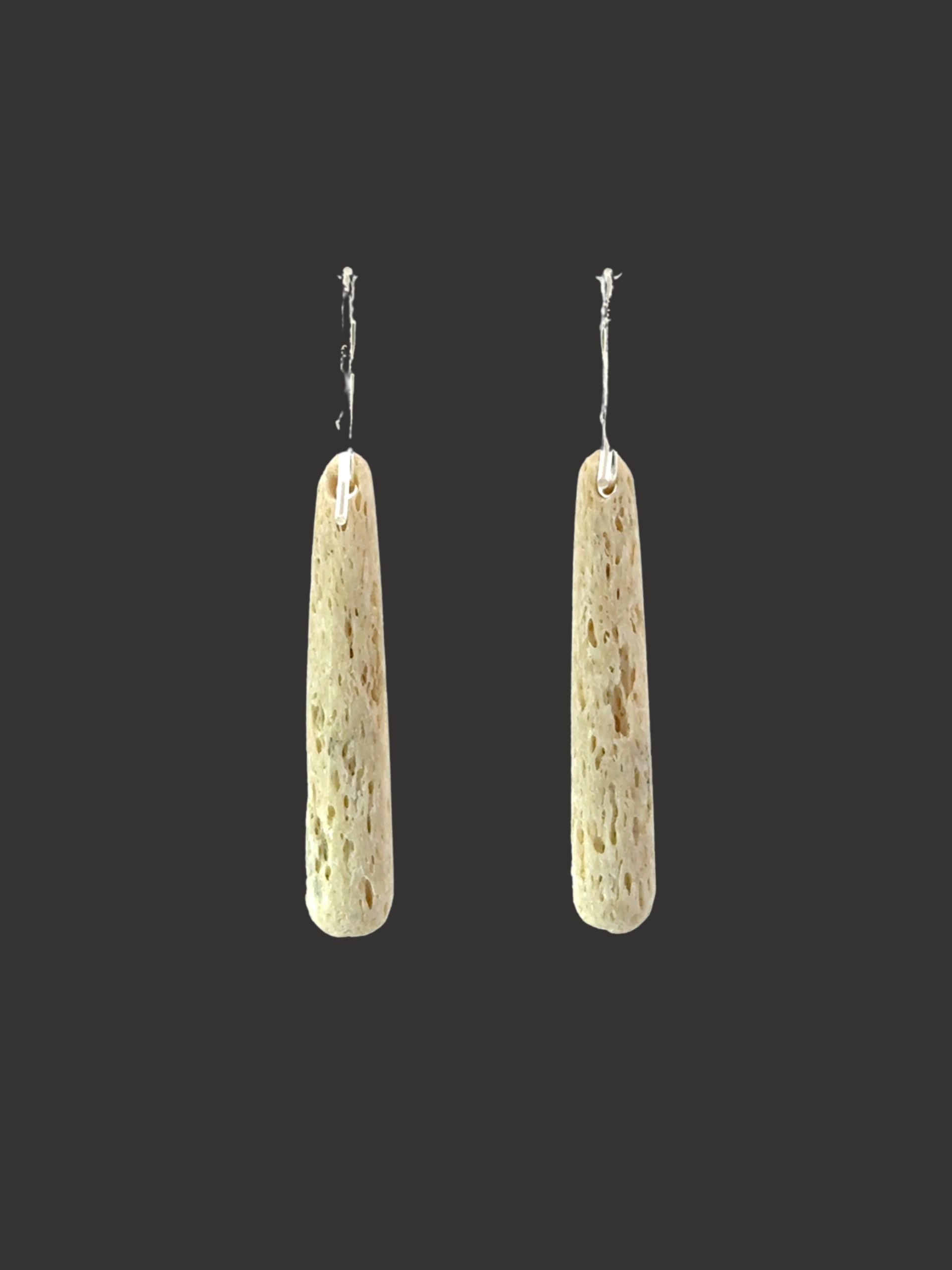 Moko Pounamu Whale Bone and Sterling Silver Drop Earrings - Huirapa