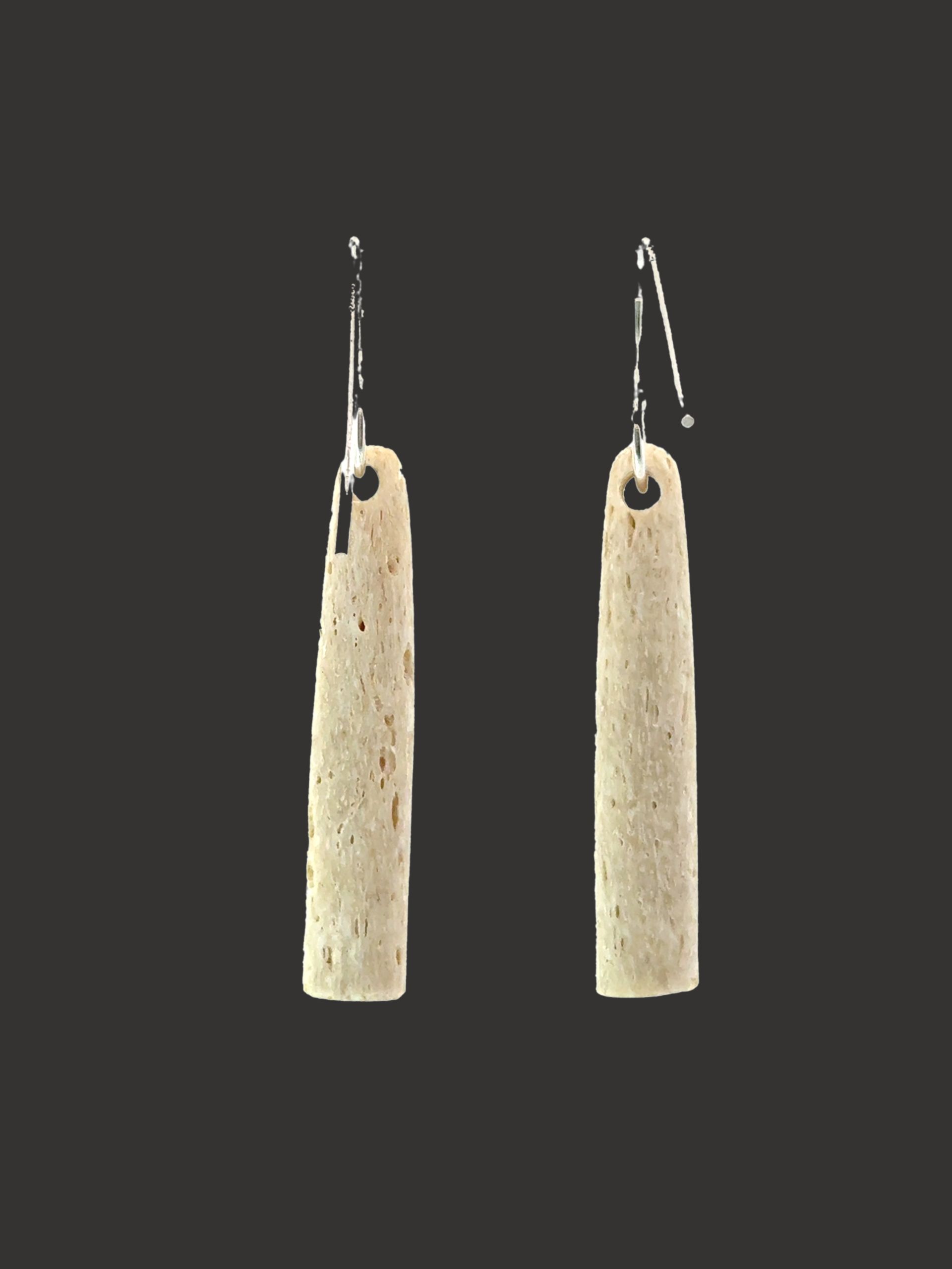 Moko Pounamu Whale Bone and Sterling Silver Drop Earrings - Rotokino