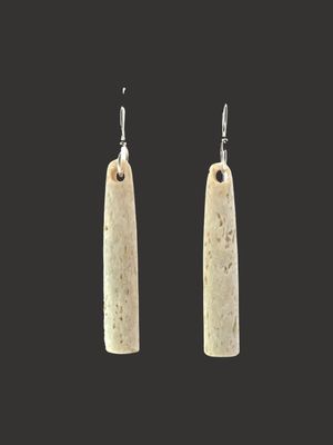 Moko Pounamu Whale Bone and Sterling Silver Drop Earrings  - Rotokino