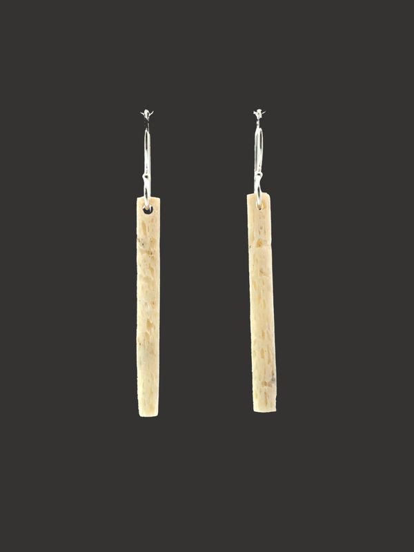 Moko Pounamu Whale Bone and Sterling Silver Drop Earrings  - Pukeuri