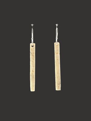 Moko Pounamu Whale Bone and Sterling Silver Drop Earrings  - Pukeuri