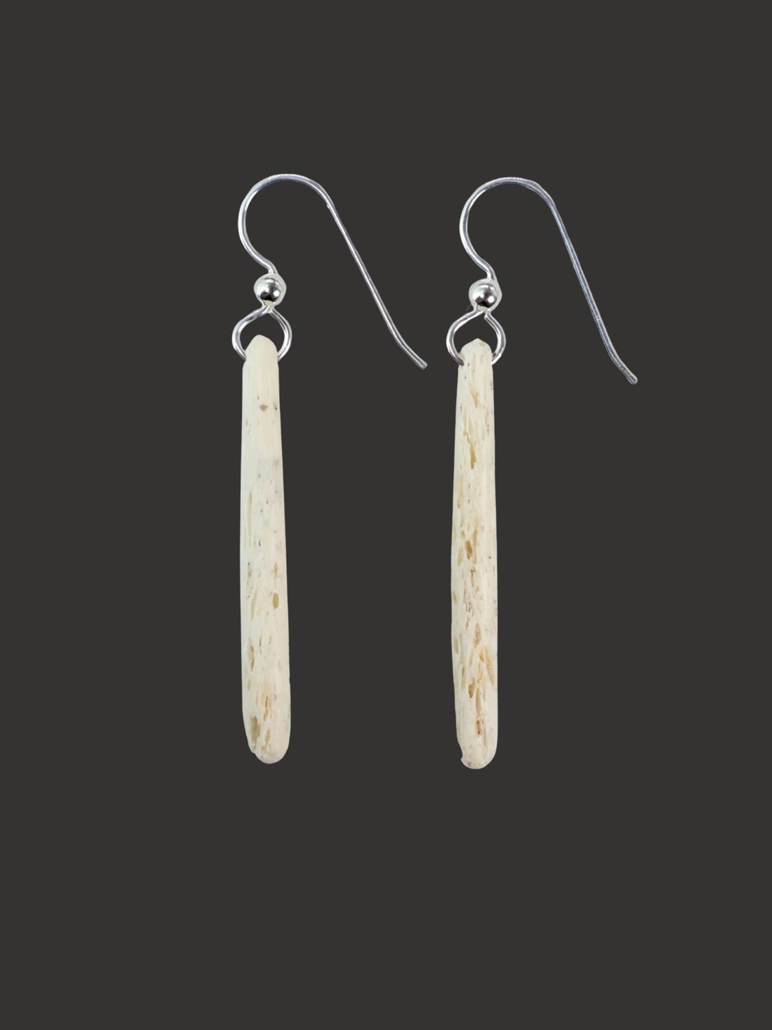 Moko Pounamu Whale Bone and Sterling Silver Drop Earrings  - Pukehopai