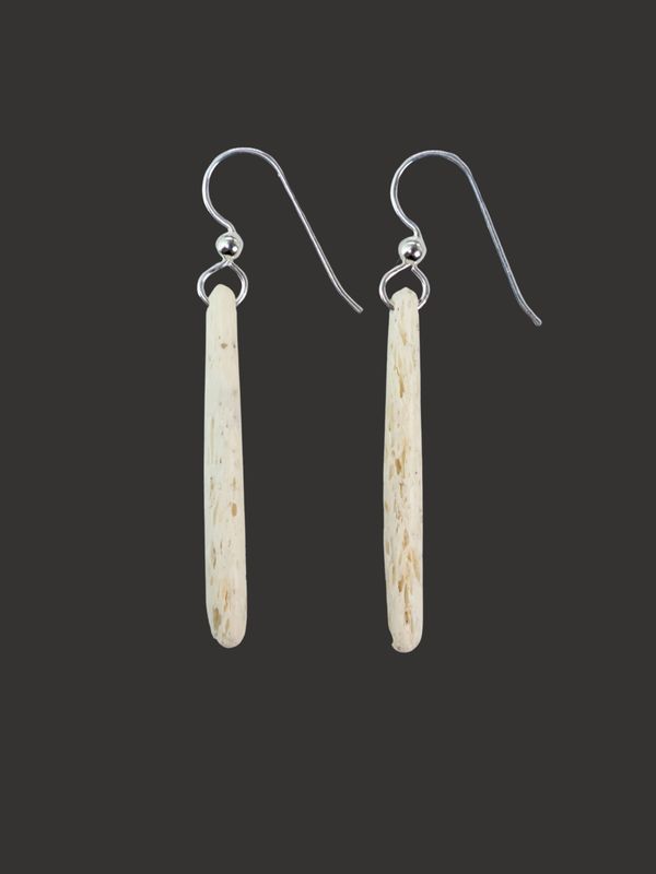 Moko Pounamu Whale Bone and Sterling Silver Drop Earrings  - Pukehopai