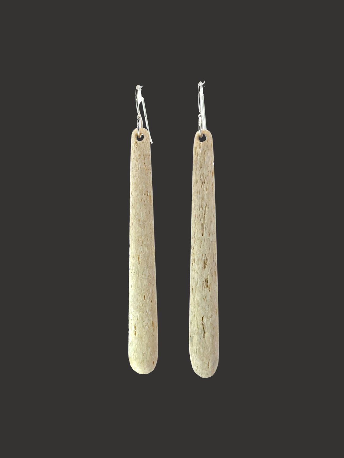 Moko Pounamu Whale Bone and Sterling Silver Drop Earrings  - Parinui