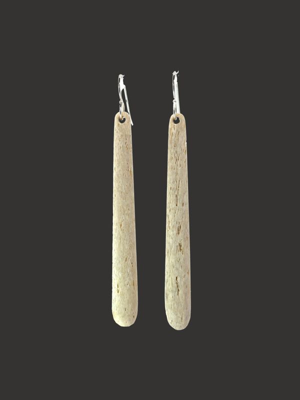 Moko Pounamu Whale Bone and Sterling Silver Drop Earrings  - Parinui