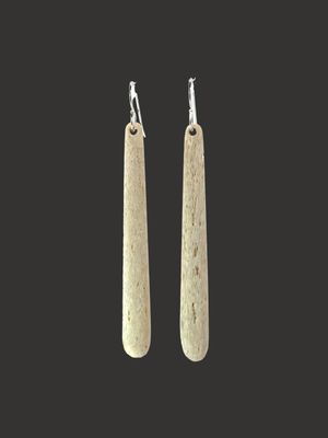 Moko Pounamu Whale Bone and Sterling Silver Drop Earrings  - Parinui