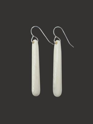 Moko Pounamu Whale Bone and Sterling Silver Drop Earrings - Okaruru Moko Pounamu Whale Bone and Sterling Silver Drop Earrings - Okaruru
