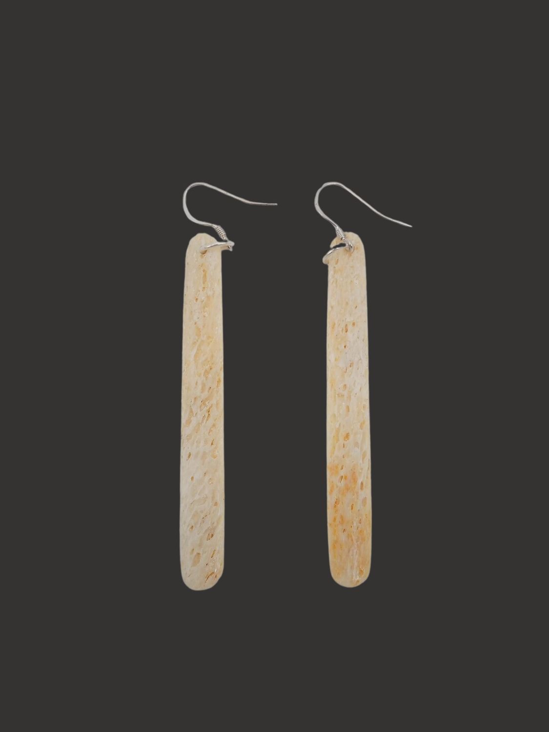 Moko Pounamu Whale Bone and Sterling Silver Drop Earrings 08589 Moko Pounamu Whale Bone and Sterling Silver Drop Earrings 08589