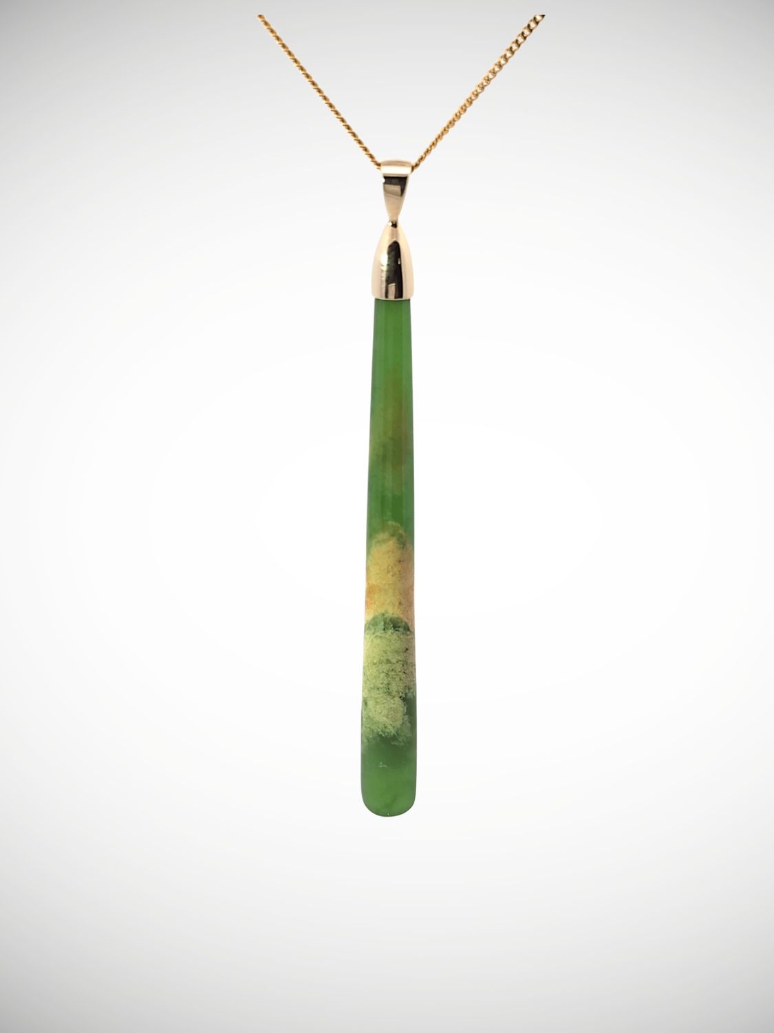 Moko Pounamu Gilt Jewellery Roimata (Teardrop) NZ Genuine Kahurangi Flower Greenstone & 9ct Gold - Te Waituna
