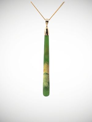 Moko Pounamu Gilt Jewellery Roimata (Teardrop) NZ Genuine Kahurangi Flower Greenstone & 9ct Gold - Te Waituna