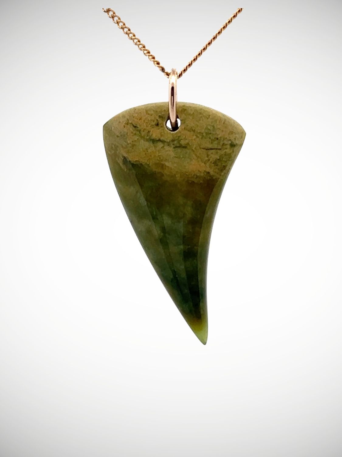 Moko Pounamu Rei Niho NZ Genuine Kokopu Greenstone & 9ct Gold - Akira