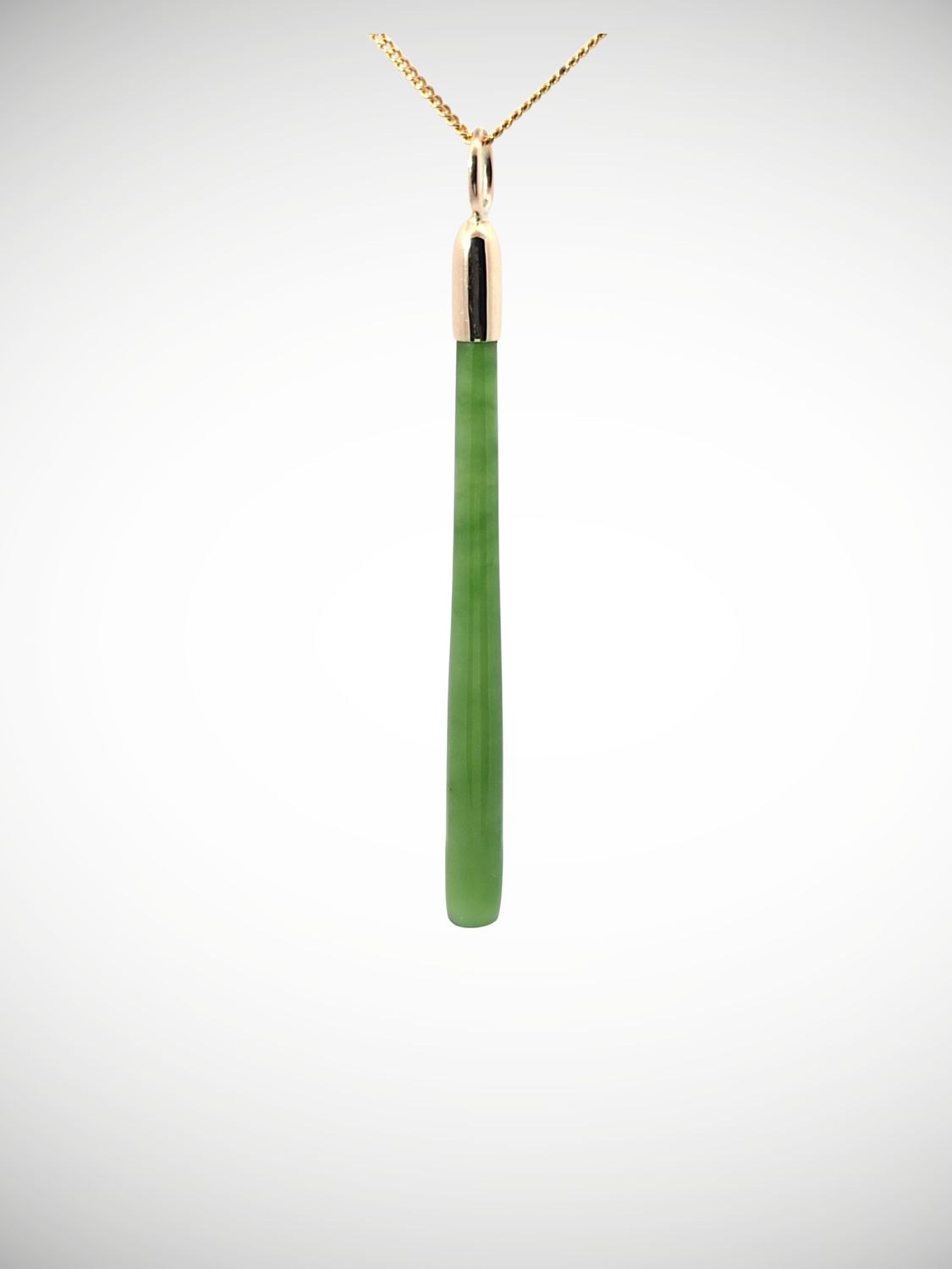 Moko Pounamu Kuru (Drop) NZ Genuine Kahurangi Greenstone and 9ct Gold Pendant - Wharepa