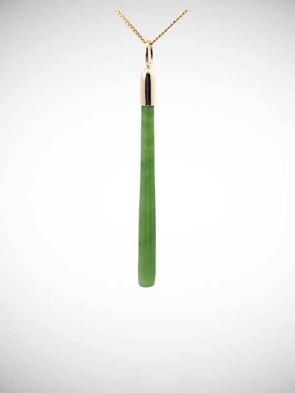 Moko Pounamu Kuru (Drop) NZ Genuine Kahurangi Greenstone and 9ct Gold Pendant - Wharepa