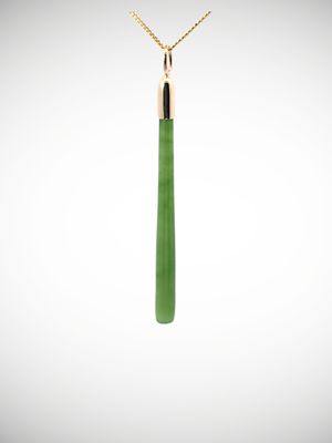 Moko Pounamu Kuru (Drop) NZ Genuine Kahurangi Greenstone and 9ct Gold Pendant - Wharepa