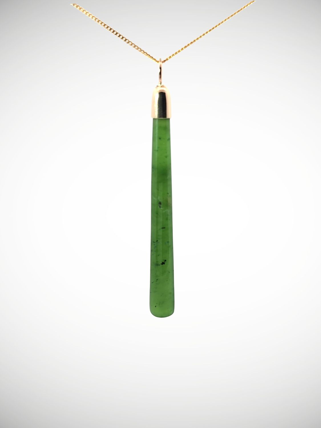 Moko Pounamu Kuru (Drop) NZ Genuine Kahurangi Greenstone and 9ct Gold Pendant - Otepopo