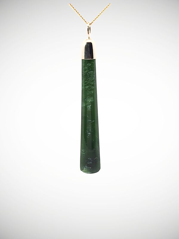 Moko Pounamu Roimata (Teardrop) NZ Genuine Kawakawa Flower Greenstone & 9ct Gold - Oenui