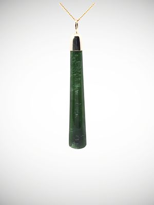 Moko Pounamu Roimata (Teardrop) NZ Genuine Kawakawa Flower Greenstone & 9ct Gold - Oenui
