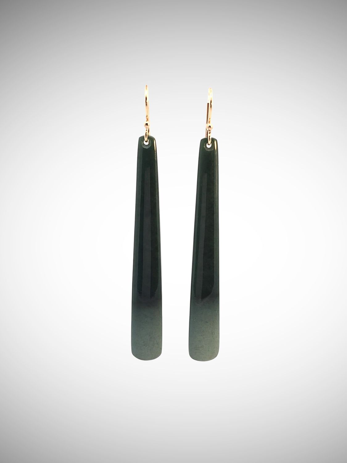 Moko Pounamu NZ Kawakawa Flower Greenstone & Gold Hook Earrings - Otapara