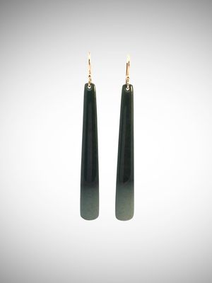 Moko Pounamu NZ Kawakawa Flower Greenstone & Gold Hook Earrings - Otapara