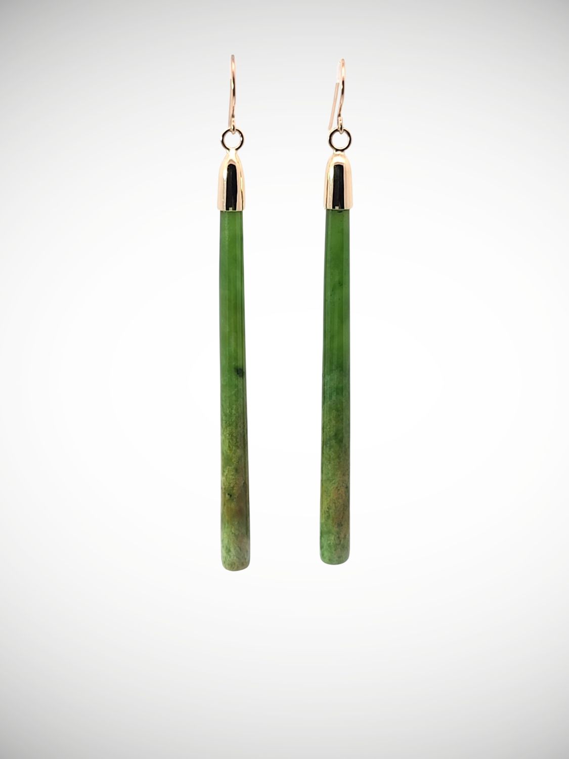 Moko Pounamu NZ Genuine Kahurangi Flower Greenstone & 9ct Gold Earrings - Uenuku