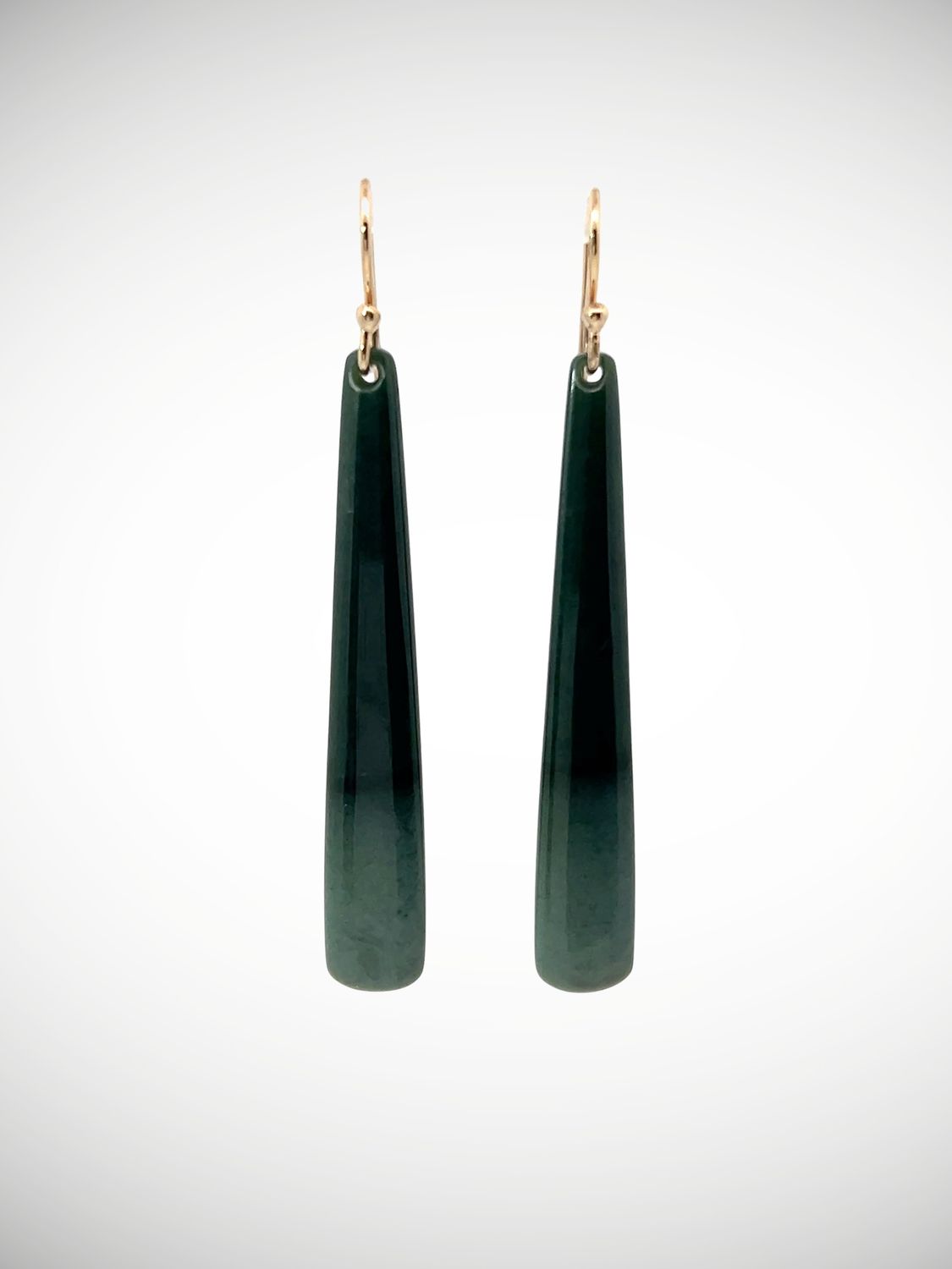 Moko Pounamu NZ Genuine Inanga Greenstone & 9ct Gold Earrings - Whareko