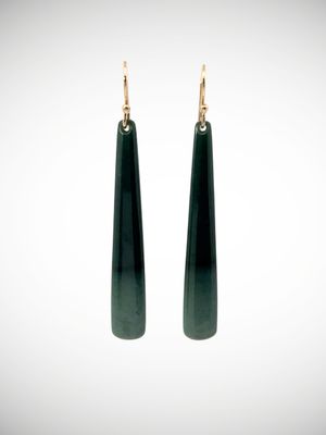 Moko Pounamu NZ Genuine Inanga Greenstone & 9ct Gold Earrings - Whareko