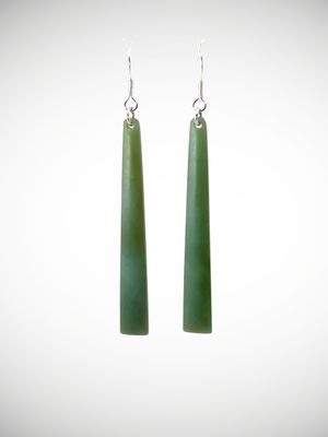 Moko Pounamu NZ Inanga Greenstone & Sterling Silver Earrings - Maniatoto
