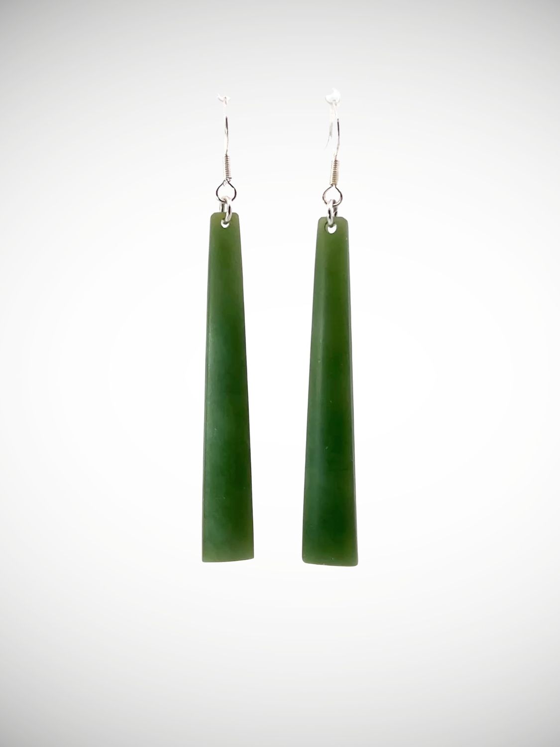 Moko Pounamu NZ Inanga Greenstone & Sterling Silver Earrings - Pahauhau