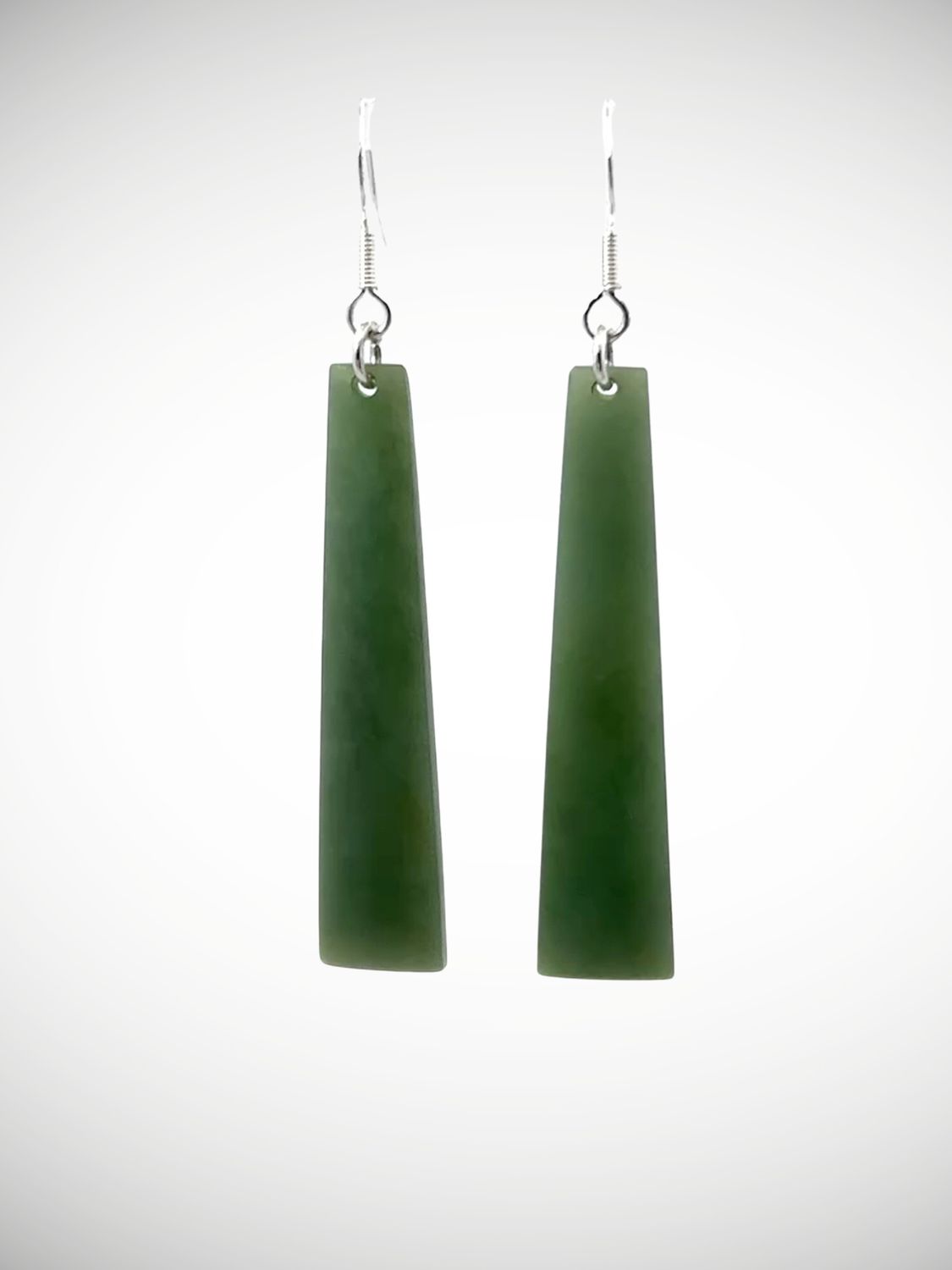 Moko Pounamu NZ Inanga Greenstone & Sterling Silver Earrings - Te Paparoa
