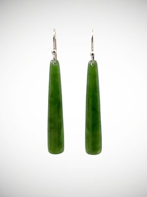 Moko Pounamu NZ Kahotea Greenstone & Sterling Silver Earrings - Maungahura