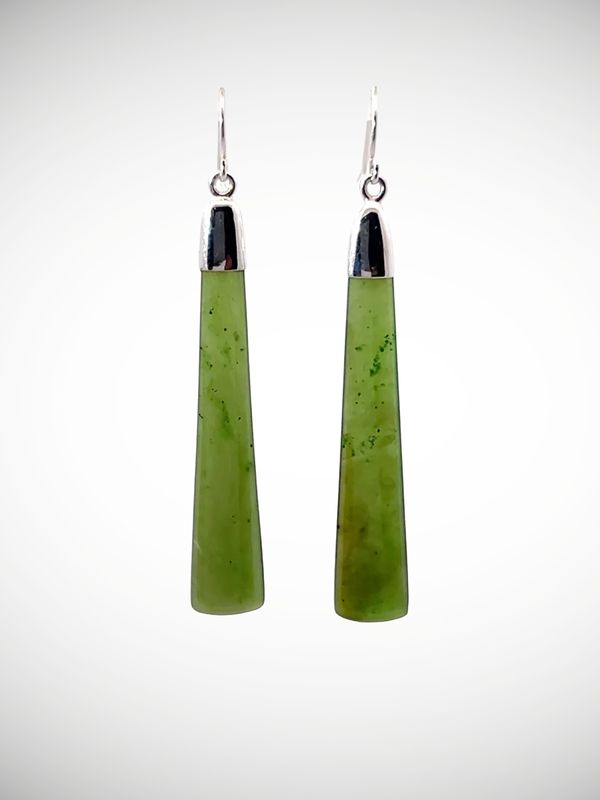 Moko Pounamu NZ Kahurangi Greenstone & Sterling Silver Earrings - Kaiapoi