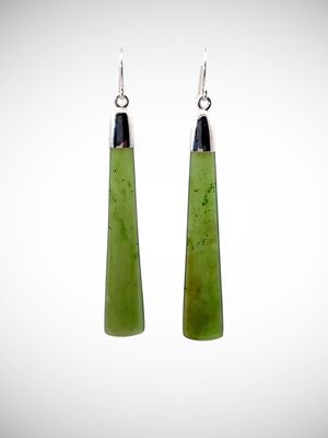 Moko Pounamu NZ Kahurangi Greenstone & Sterling Silver Earrings - Kaiapoi