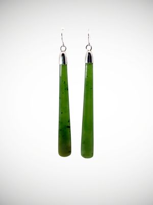 Moko Pounamu NZ Kahotea Greenstone & Sterling Silver Earrings - Waikuku