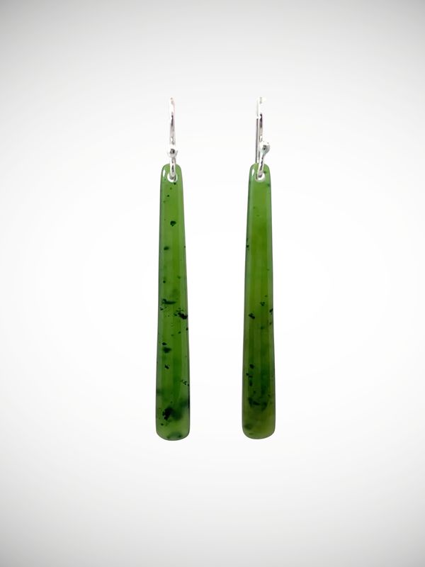 Moko Pounamu NZ Kahurangi Greenstone & Sterling Silver Earrings - Kaimoanahaehae