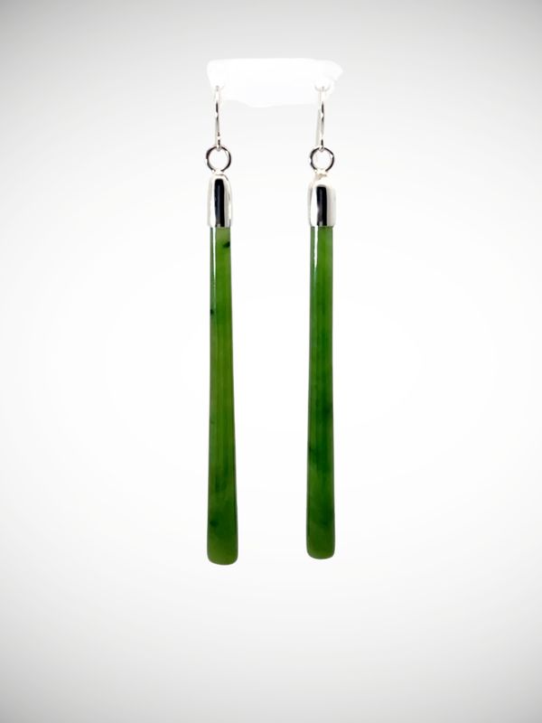 Moko Pounamu NZ Kahurangi Greenstone & Sterling Silver Earrings - Rawaru