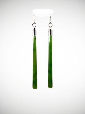 Moko Pounamu NZ Kahurangi Greenstone & Sterling Silver Earrings - Rawaru