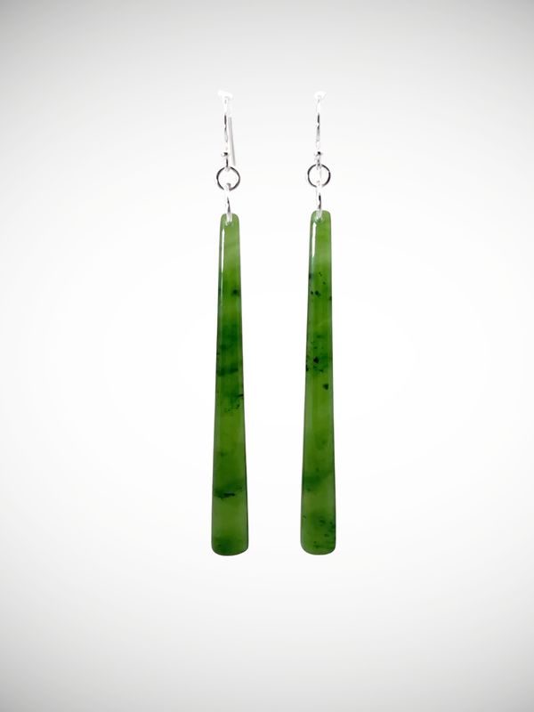 Moko Pounamu NZ Kahurangi Greenstone & Sterling Silver Earrings - Tawhai