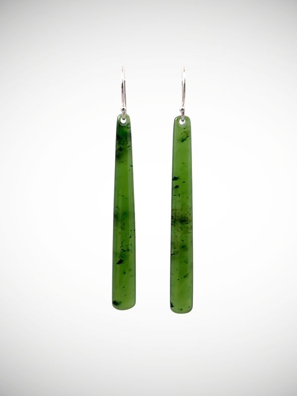 Moko Pounamu NZ Kahurangi Greenstone & Sterling Silver Earrings - Waimea