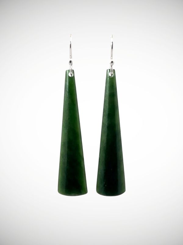 Moko Pounamu NZ Kawakawa Greenstone & Sterling Silver Earrings - Tekapo
