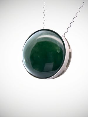Moko Pounamu Gilt Jewellery Slider NZ Genuine Kawakawa Greenstone & Sterling Silver - Tuwata