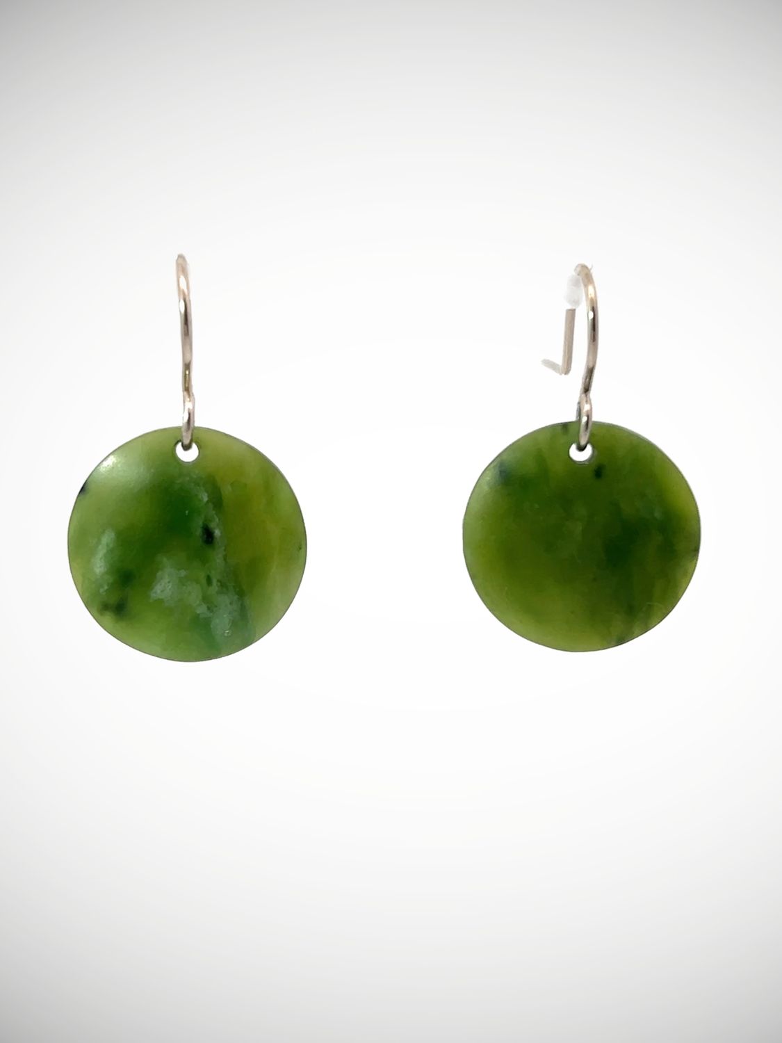 Moko Pounamu Porohita (Disc) NZ Genuine Kahurangi Greenstone & Sterling Silver Earrings - Whenua Hou