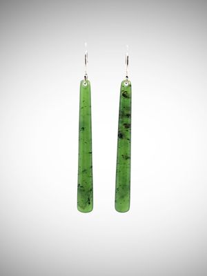 Moko Pounamu NZ Kahurangi Greenstone & Sterling Silver Earrings - Hikuraki