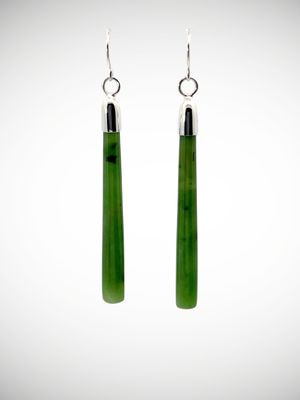 Moko Pounamu NZ Kahurangi Greenstone & Sterling Silver Earrings - Ihipa
