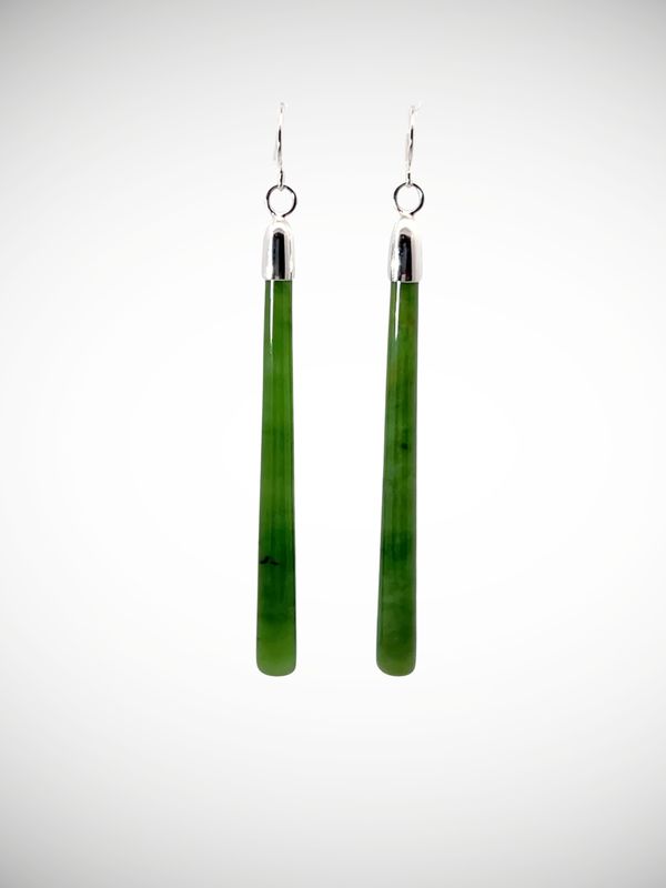 Moko Pounamu NZ Kahurangi Greenstone & Sterling Silver Earrings - Waihora